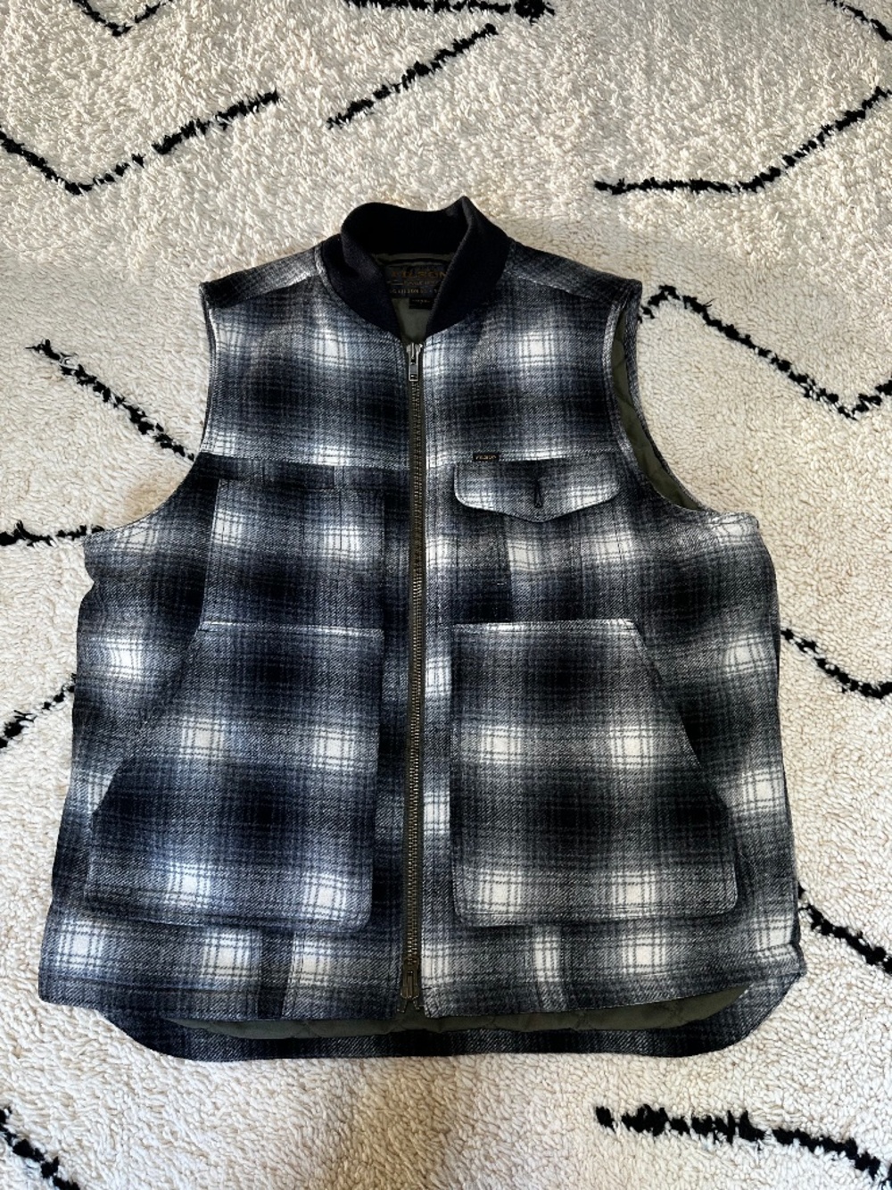 Filson Spokane Insulated Work Vest, Blue & White Plaid